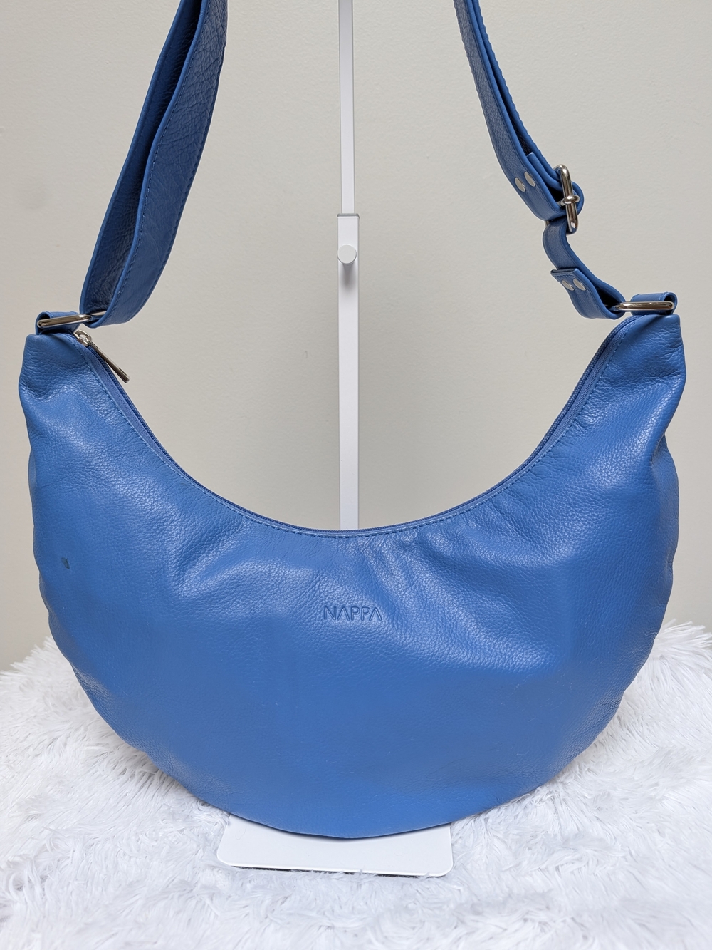 NAPPA Sapphire Blue Genuine Leather Hobo Shoulder Bag